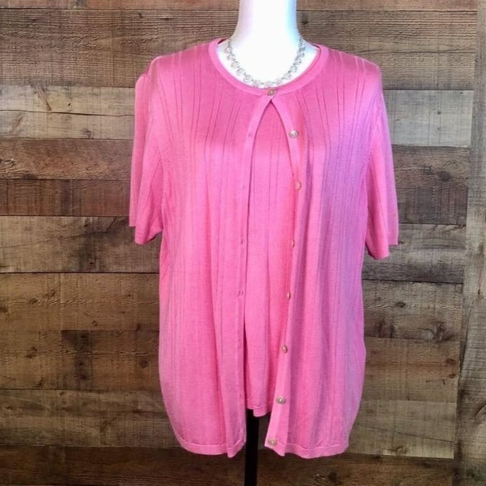 Women's Size XL 1X CASUAL CORNER ANNEX WOMAN 2 Piece Pink Sweater Set